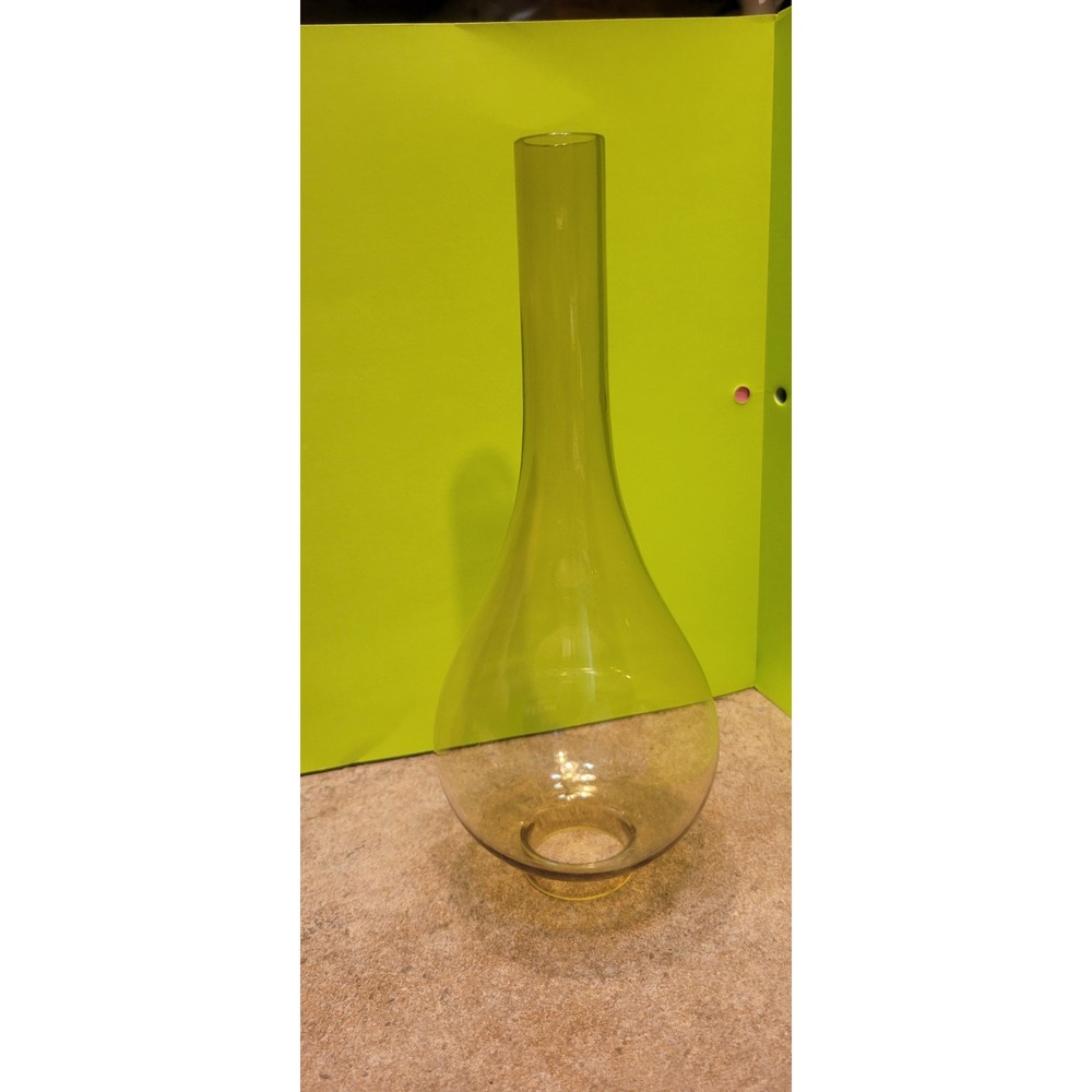 Vintage Hand Blown Glass Lamp Chimney Long Neck Teardrop Smoke Amber 11 Inch